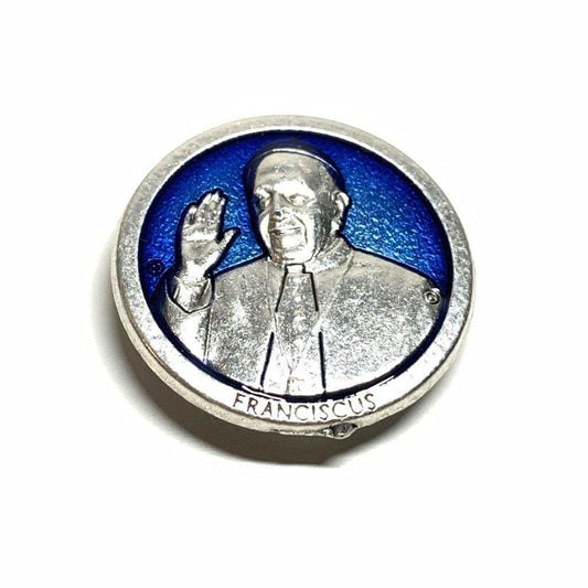 Pope Francis Car Magnet  Blue Enamel   Blessed By Pope | Catholically