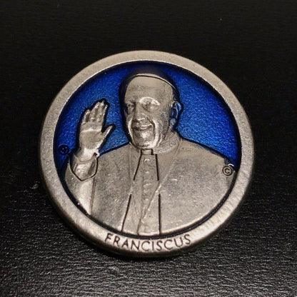 Pope Francis Car Magnet  Blue Enamel   Blessed By Pope | Catholically