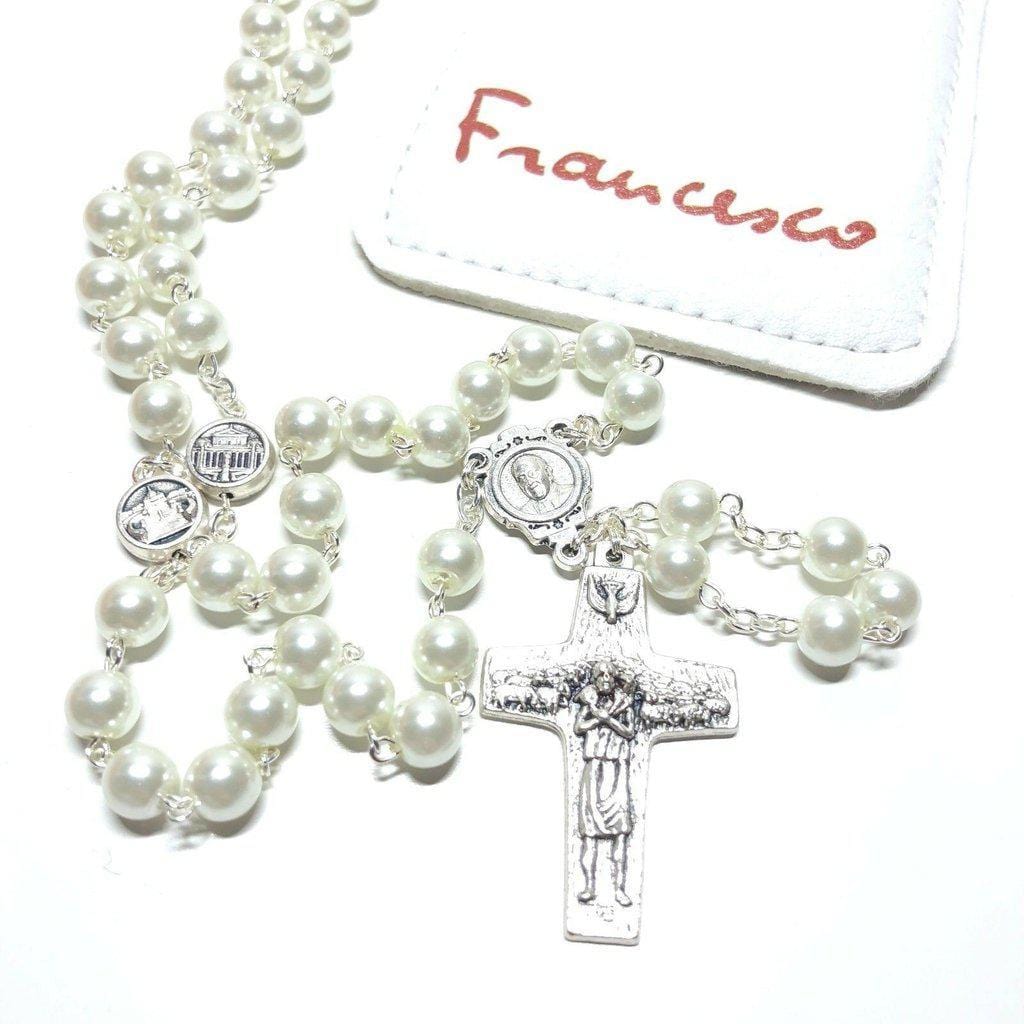 Pope Francis Four Basilicas - Mother Of Pearl Mop Rosary Blessed By Pope | Catholically
