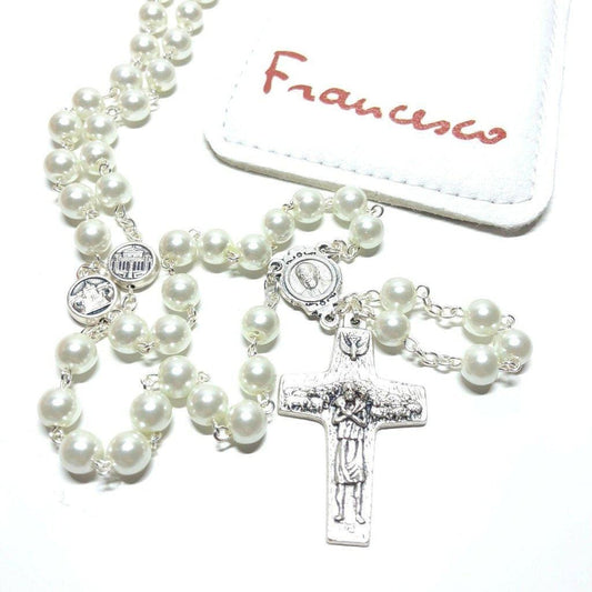 Pope Francis Four Basilicas - Mother Of Pearl Mop Rosary Blessed By Pope | Catholically
