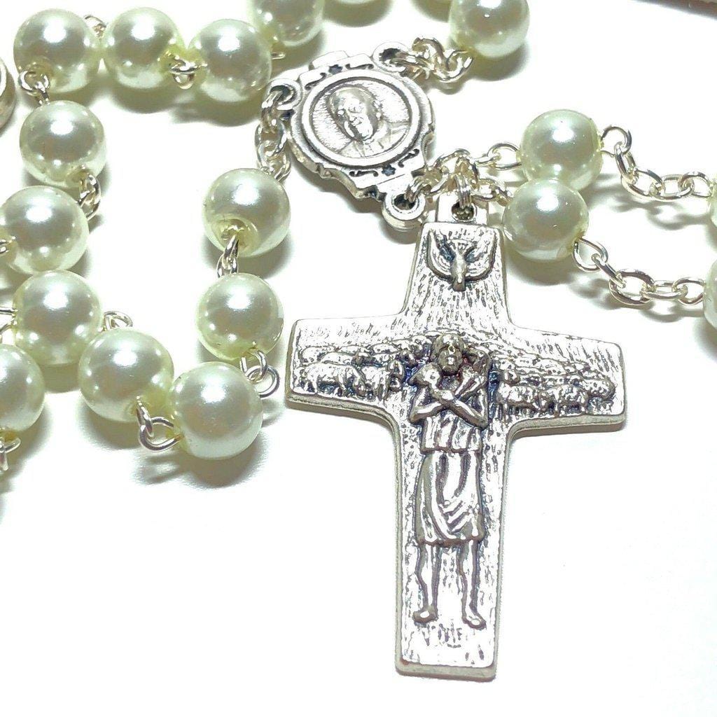 Pope Francis Four Basilicas - Mother Of Pearl Mop Rosary Blessed By Pope | Catholically