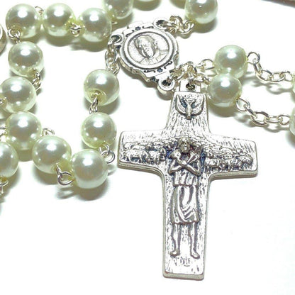 Pope Francis Four Basilicas - Mother Of Pearl Mop Rosary Blessed By Pope | Catholically