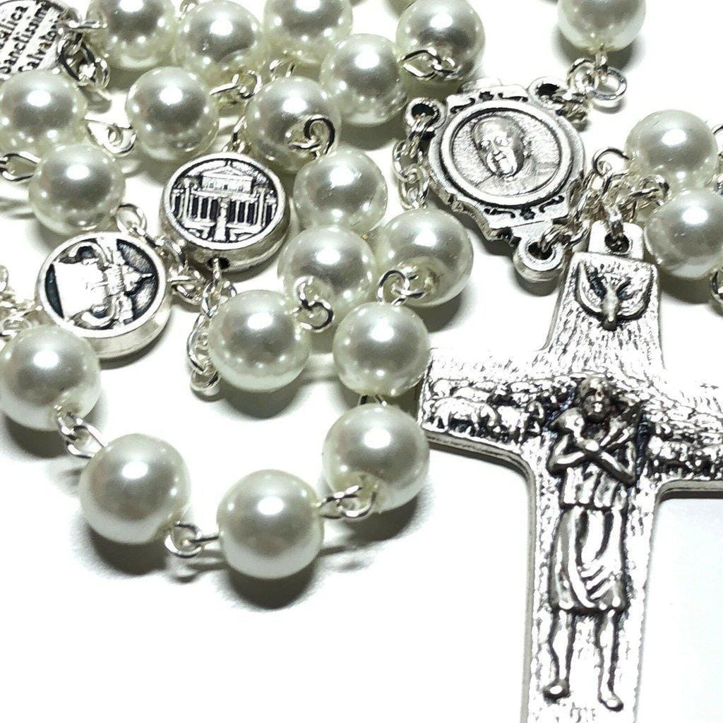 Pope Francis Four Basilicas - Mother Of Pearl Mop Rosary Blessed By Pope | Catholically