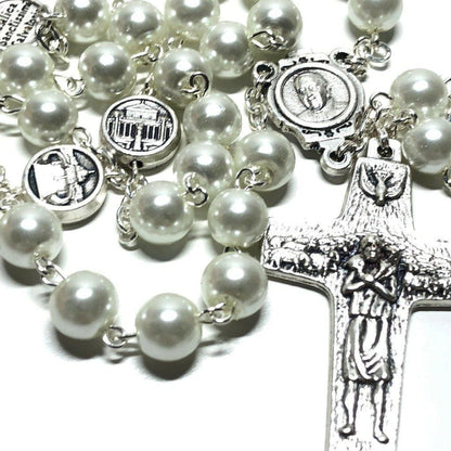 Pope Francis Four Basilicas - Mother Of Pearl Mop Rosary Blessed By Pope | Catholically