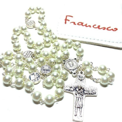 Pope Francis Four Basilicas - Mother Of Pearl Mop Rosary Blessed By Pope | Catholically
