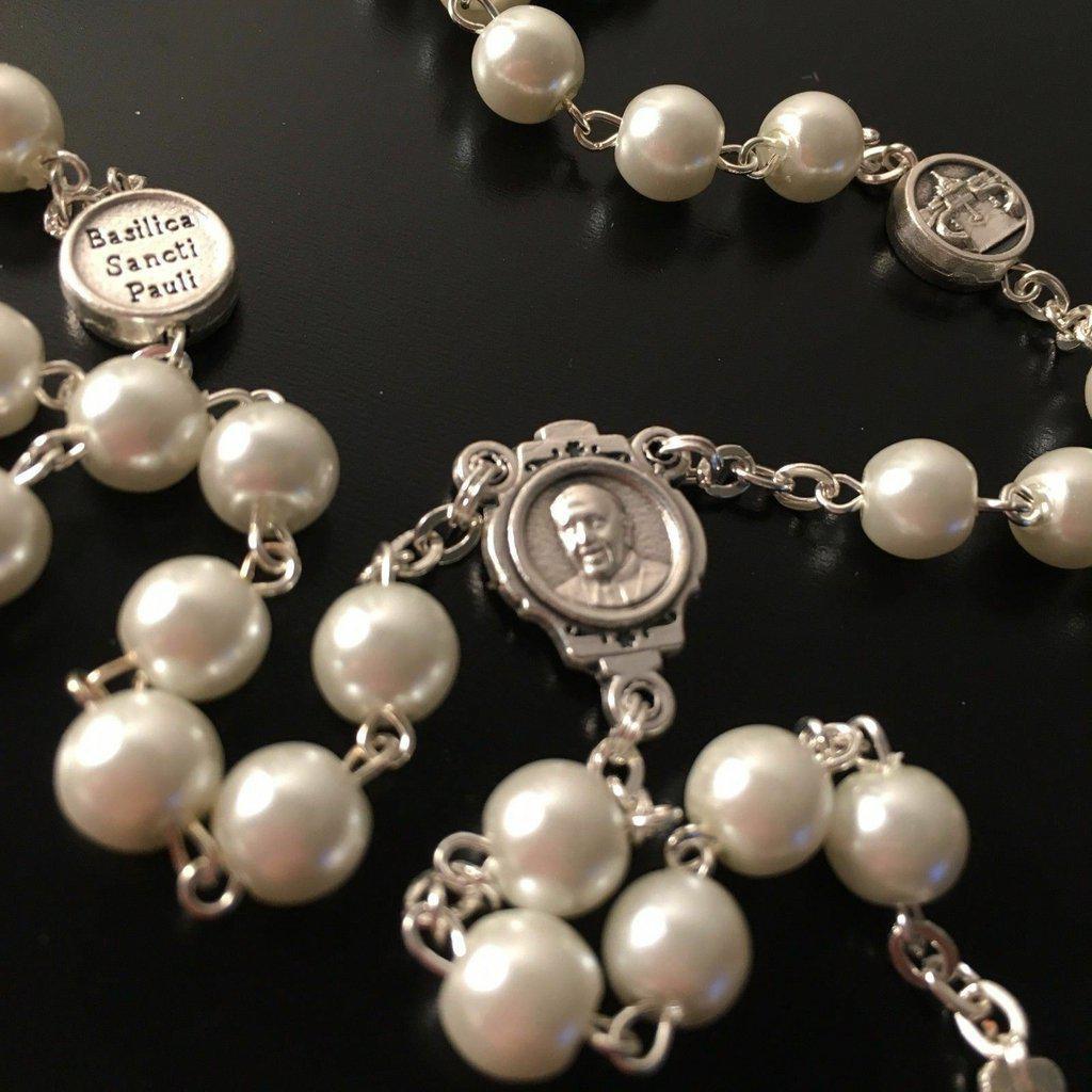 Pope Francis Four Basilicas - Mother Of Pearl Mop Rosary Blessed By Pope | Catholically