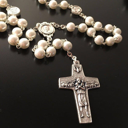 Pope Francis Four Basilicas - Mother Of Pearl Mop Rosary Blessed By Pope | Catholically
