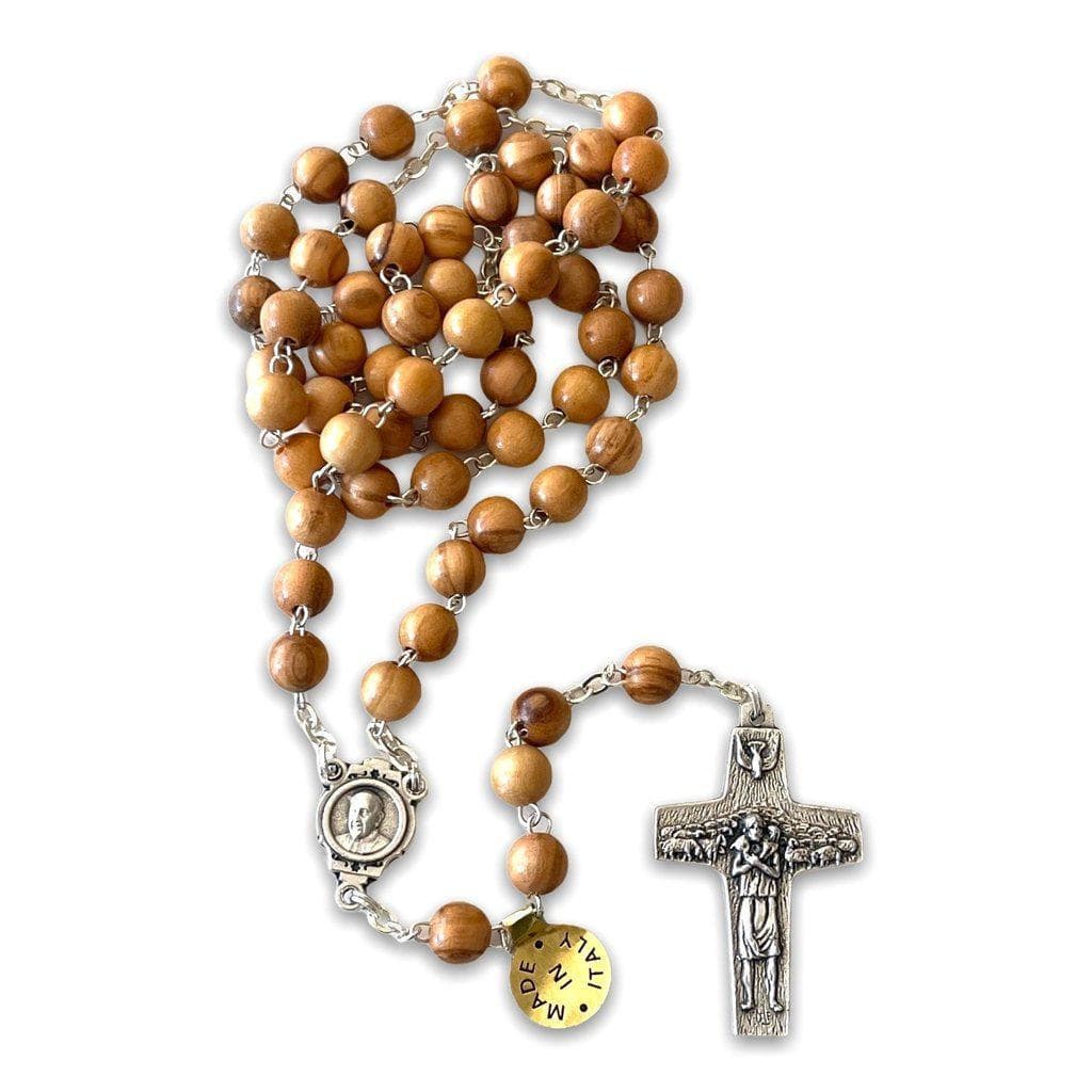Pope Francis - Olive Wooden beads Rosary - Blessed By Pope | Catholically
