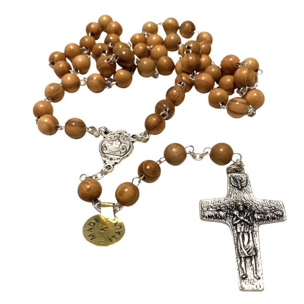 Pope Francis - Olive Wooden beads Rosary - Blessed By Pope | Catholically