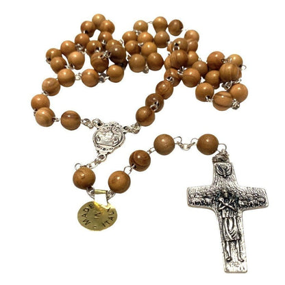 Pope Francis - Olive Wooden beads Rosary - Blessed By Pope | Catholically