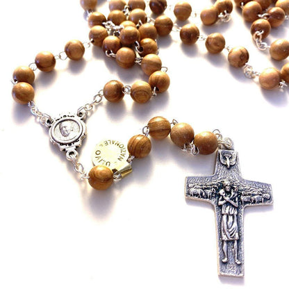 Pope Francis - Olive Wooden beads Rosary - Blessed By Pope | Catholically