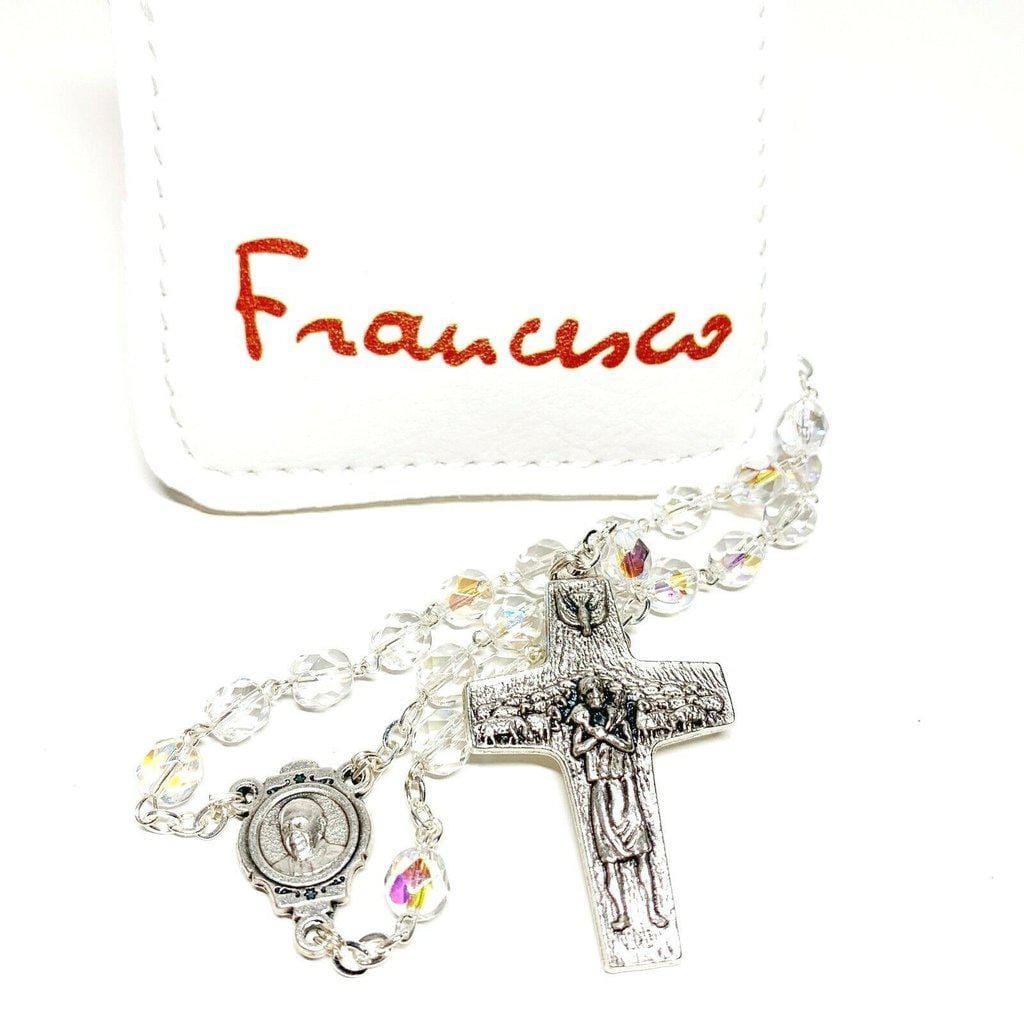 Pope Francis Praying Beads Catholic Crystal Glass Aob Rosary Blessed By Pope | Catholically
