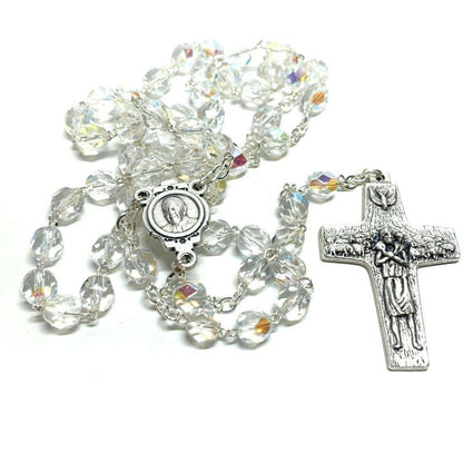 Pope Francis Praying Beads Catholic Crystal Glass Aob Rosary Blessed By Pope | Catholically