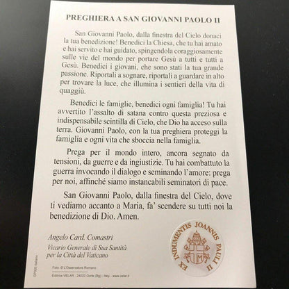 Pope St. John Paul Ii Holy Card W/ Second Class Relic - Nun Estate | Catholically