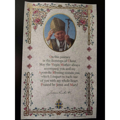 Pope St. John Paul Ii Holy Card W/ Second Class Relic - Nun Estate | Catholically