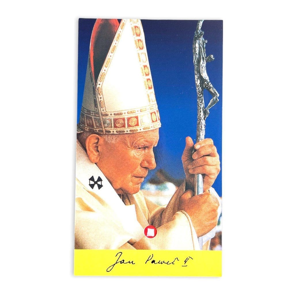 Pope St. John Paul Ii Holy Card W/ Second Class Relic - Nun Estate | Catholically