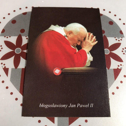 Pope St. John Paul Ii Holy Card W/ Second Class Relic - Nun Estate | Catholically
