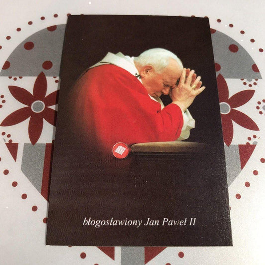 Pope St. John Paul Ii Holy Card W/ Second Class Relic - Nun Estate | Catholically