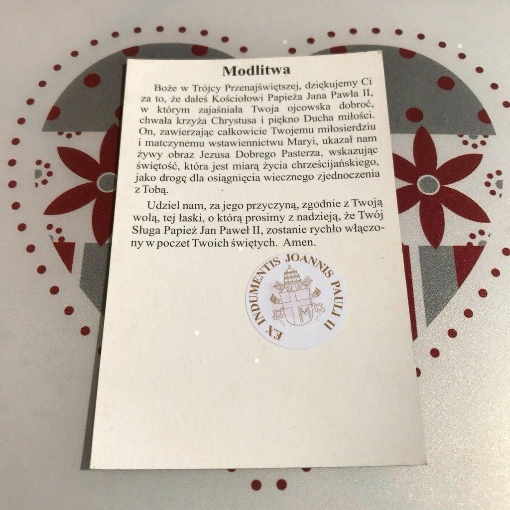 Pope St. John Paul Ii Holy Card W/ Second Class Relic - Nun Estate | Catholically