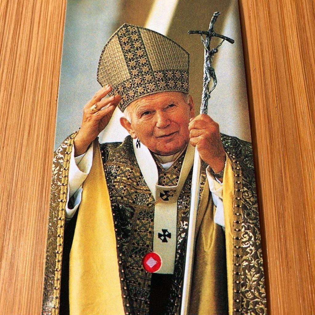 Pope St. John Paul Ii Holy Card w/ second class Relic - Nun Estate | Catholically