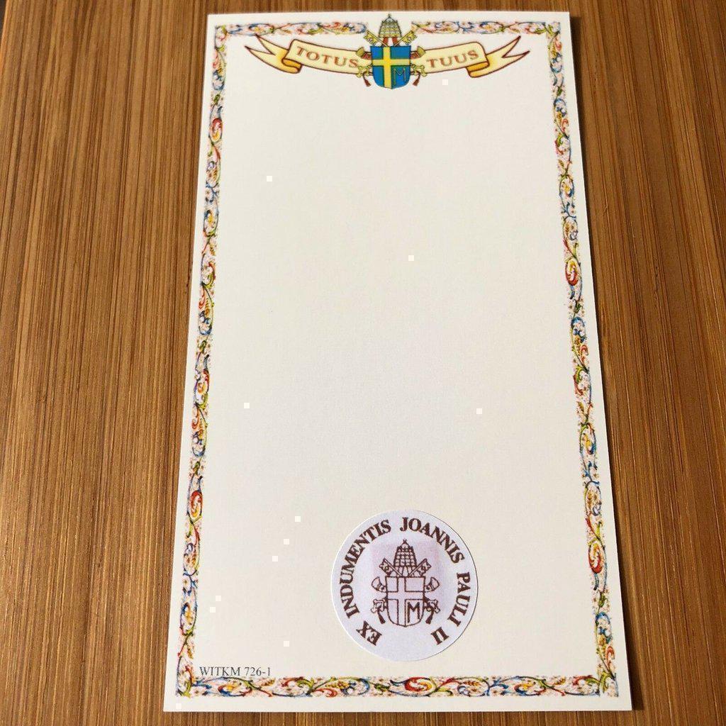 Pope St. John Paul Ii Holy Card w/ second class Relic - Nun Estate | Catholically