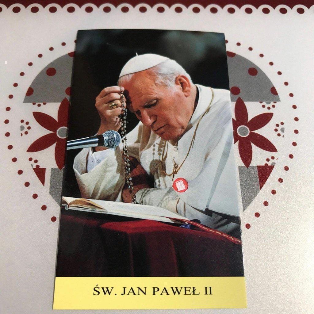 Pope St. John Paul Ii Holy Card W/ Second Class Relic - Nun Estate | Catholically