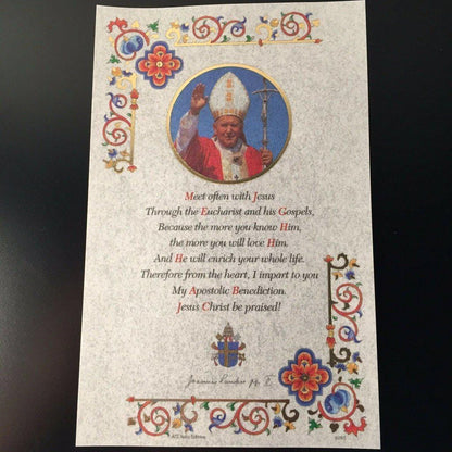 Pope St. John Paul Ii Holy Card W/ Second Class Relic - Nun Estate | Catholically