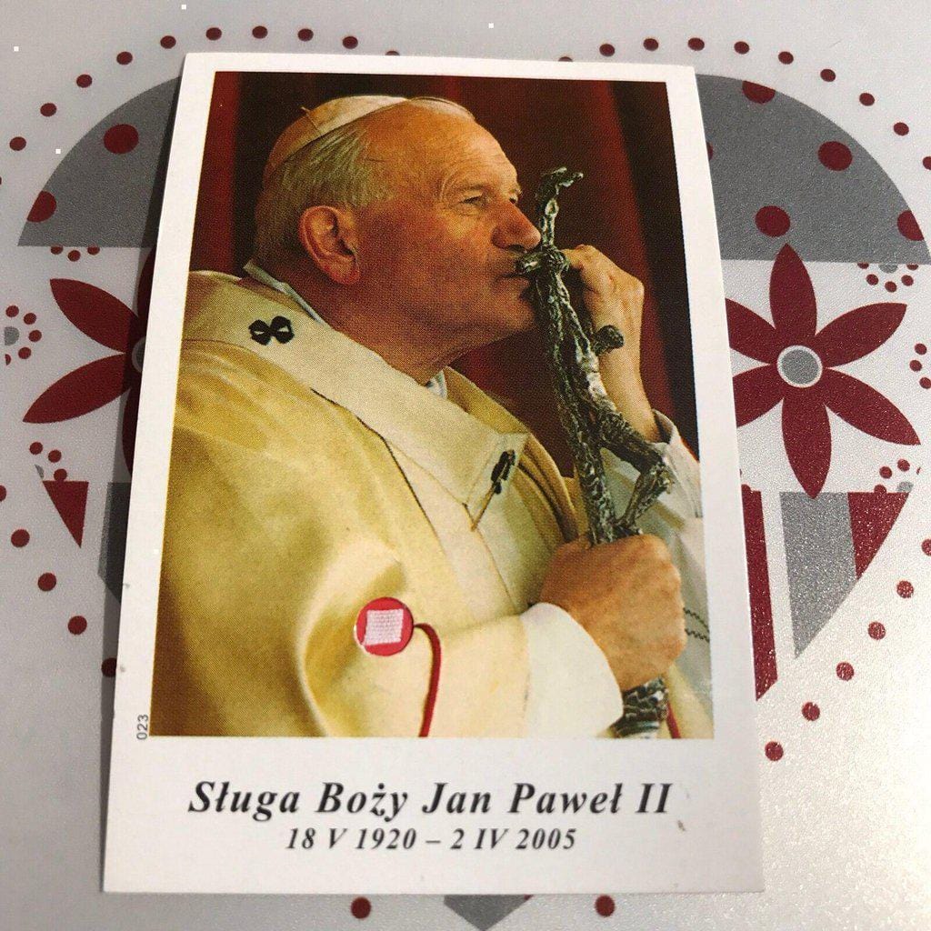 Pope St. John Paul Ii Holy Card W/ Second Class Relic - Nun Estate | Catholically