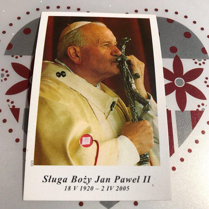Pope St. John Paul Ii Holy Card W/ Second Class Relic - Nun Estate | Catholically