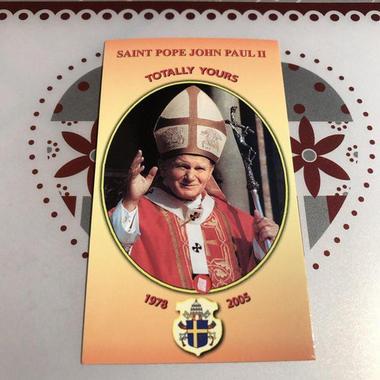 Pope St. John Paul Ii Holy Card W/ Second Class Relic - Nun Estate | Catholically