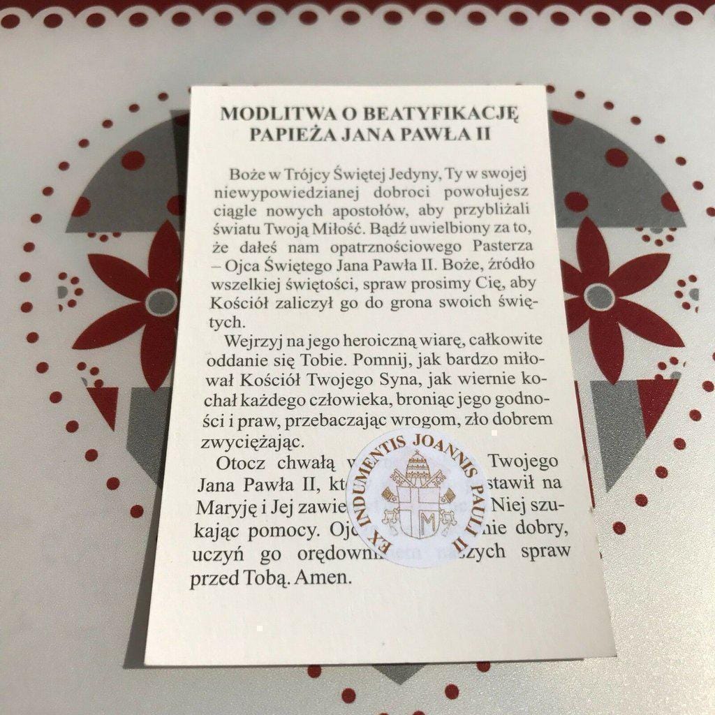 Pope St. John Paul Ii Holy Card W/ Second Class Relic - Nun Estate | Catholically