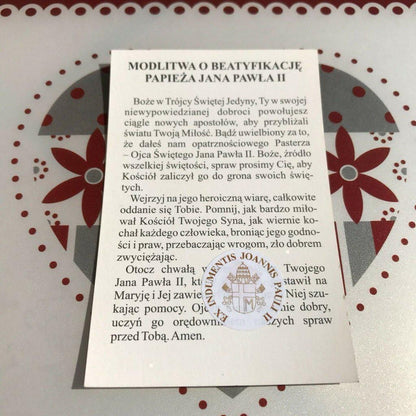 Pope St. John Paul Ii Holy Card W/ Second Class Relic - Nun Estate | Catholically