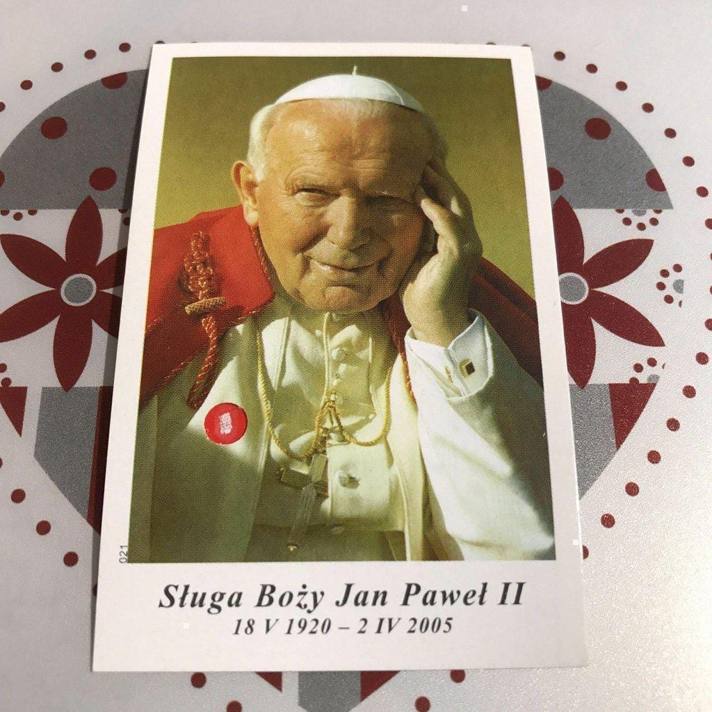 Pope St. John Paul Ii Holy Card W/ Second Class Relic - Nun Estate | Catholically
