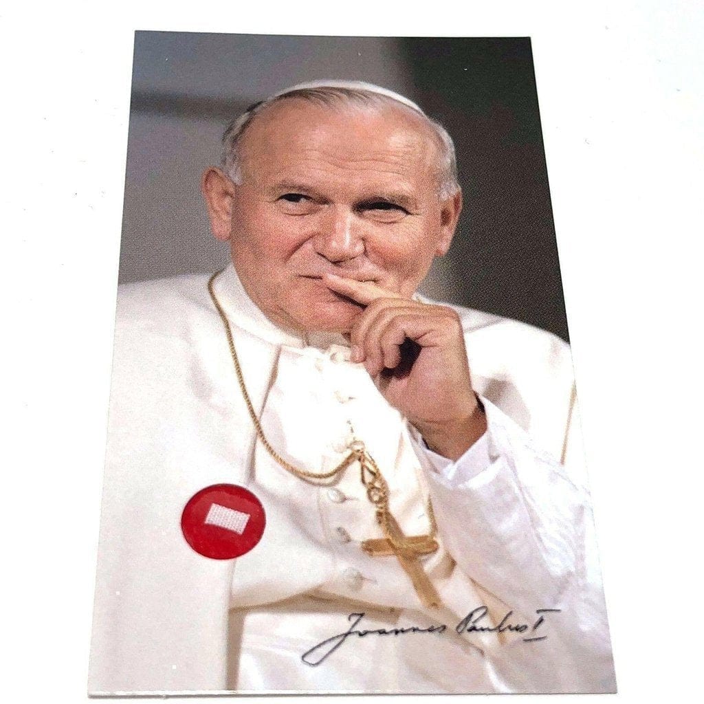 Pope St. John Paul Ii Holy Card W/ Second Class Relic - Nun Estate | Catholically