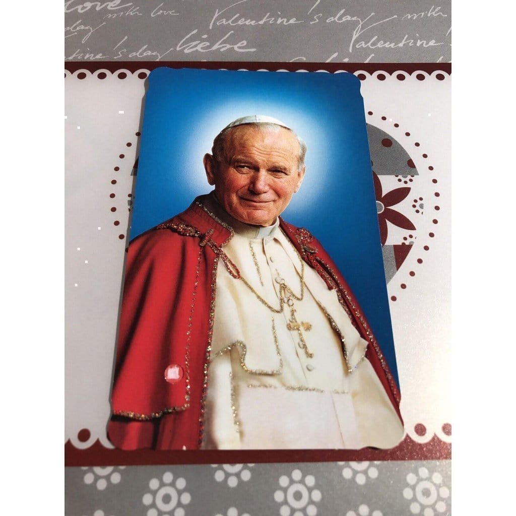 Pope St. John Paul II Holy Card w/ Second Class Relic - Nun Estate | Catholically
