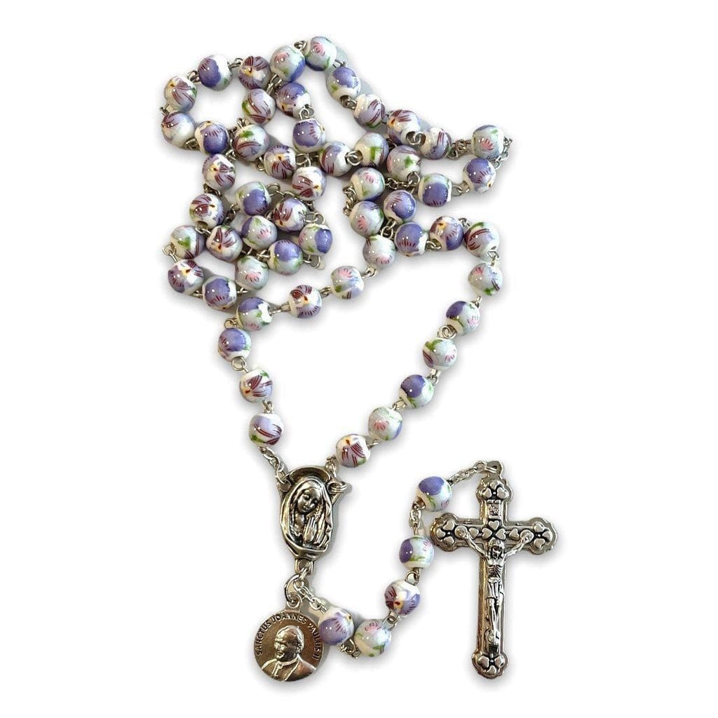 Purple St. JPII Ceramic Rosary - Catholic Prayer Beads - Blessed by Pope | Catholically