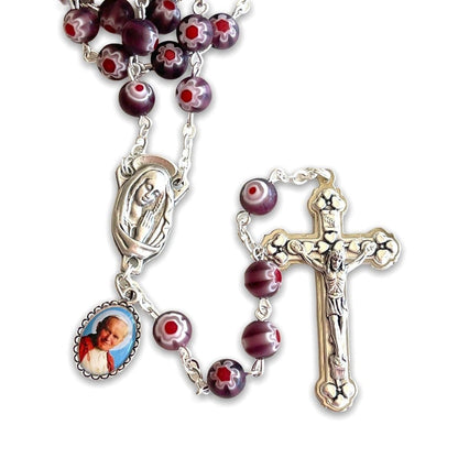 Purple Venetian Glass Murrina - St. John Paul II Relic Rosary | Catholically
