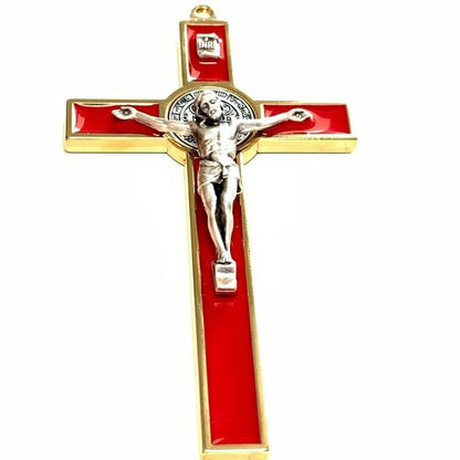 Red 5" St. Benedict Cross Crucifix -Exorcism -Saint -Blessed -San Benito | Catholically