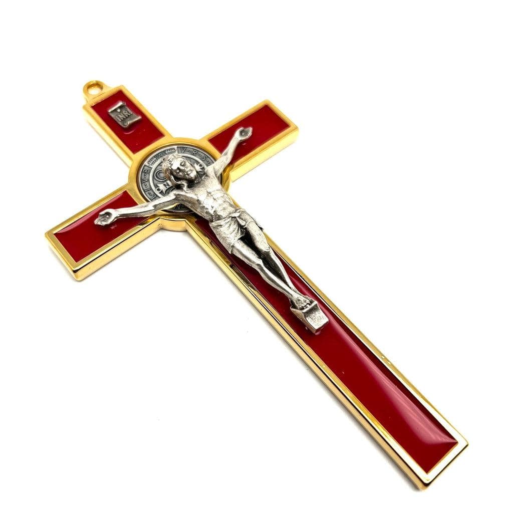 Red 5" St. Benedict Cross Crucifix -Exorcism -Saint -Blessed -San Benito | Catholically