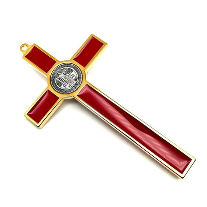 Red 5" St. Benedict Cross Crucifix -Exorcism -Saint -Blessed -San Benito | Catholically