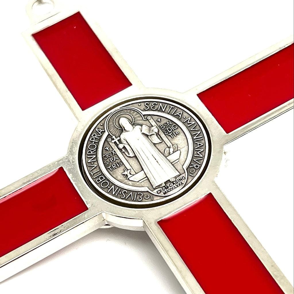 Red 7.5" St. Benedict Cross Crucifix -Exorcism -Saint -Blessed -San Benito | Catholically