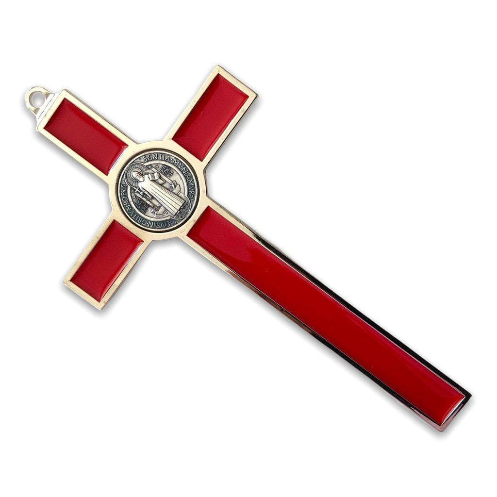 Red 7.5" St. Benedict Cross Crucifix -Exorcism -Saint -Blessed -San Benito | Catholically