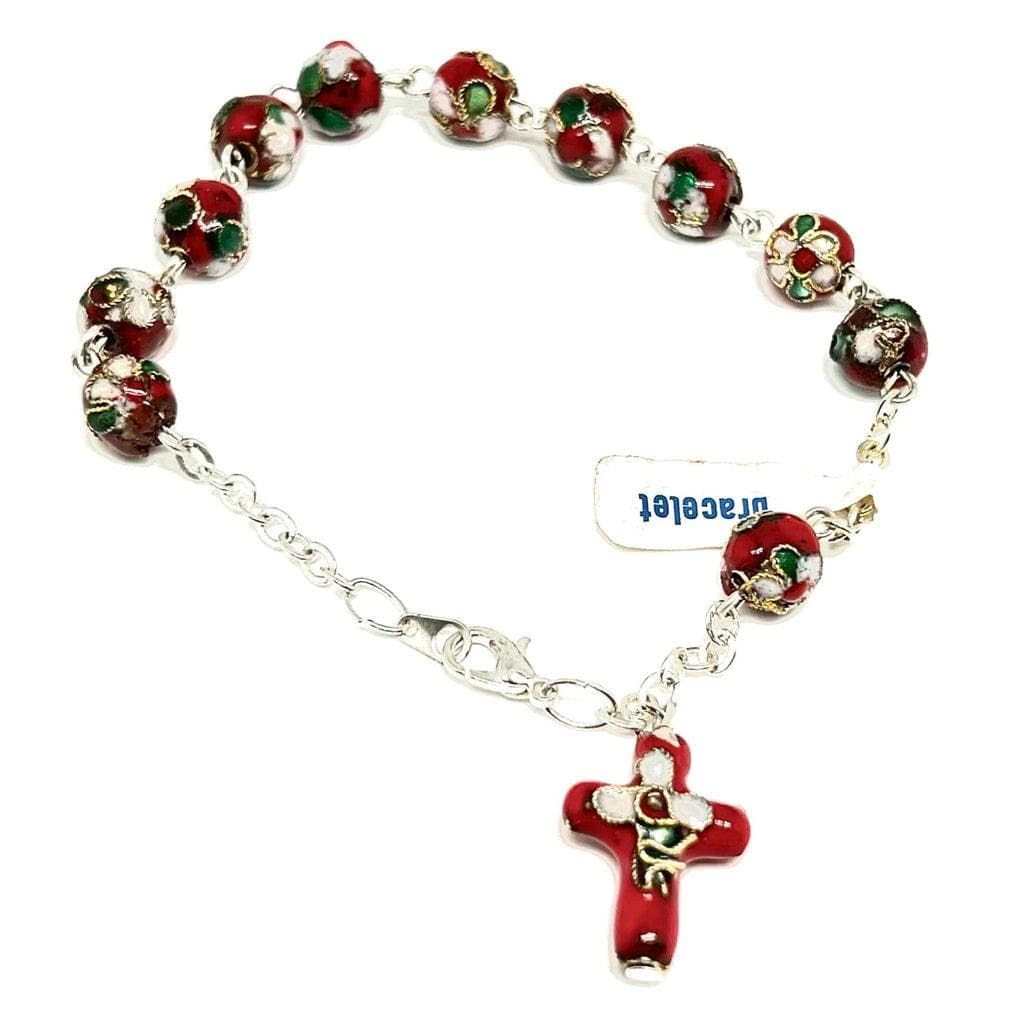 Red Cloisonne Rosary Bracelet  Blessed By Pope On Request | Catholically