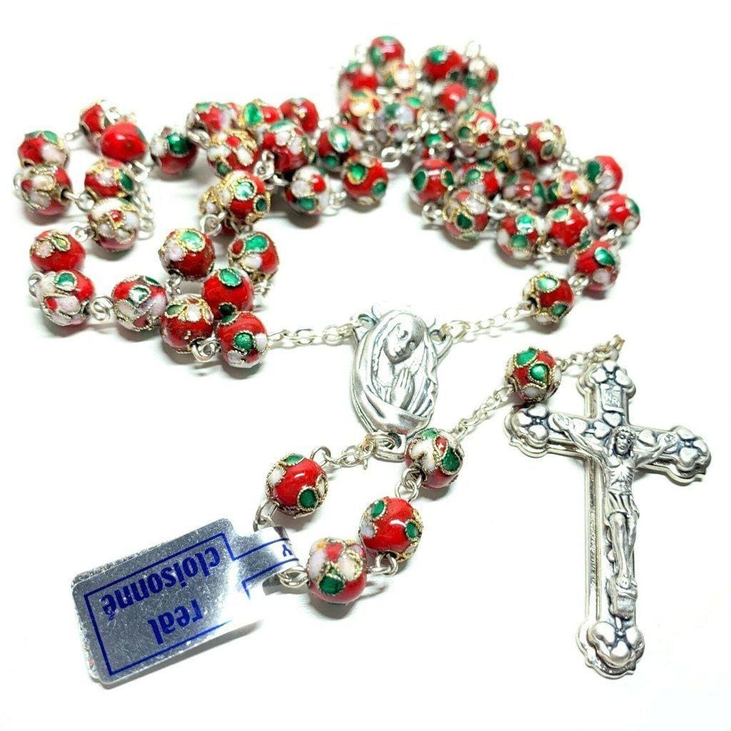 Red Cloisonne Rosary  - Catholic Prayer Beads - Blessed by Pope | Catholically