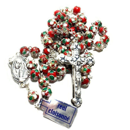 Red Cloisonne Rosary  - Catholic Prayer Beads - Blessed by Pope | Catholically