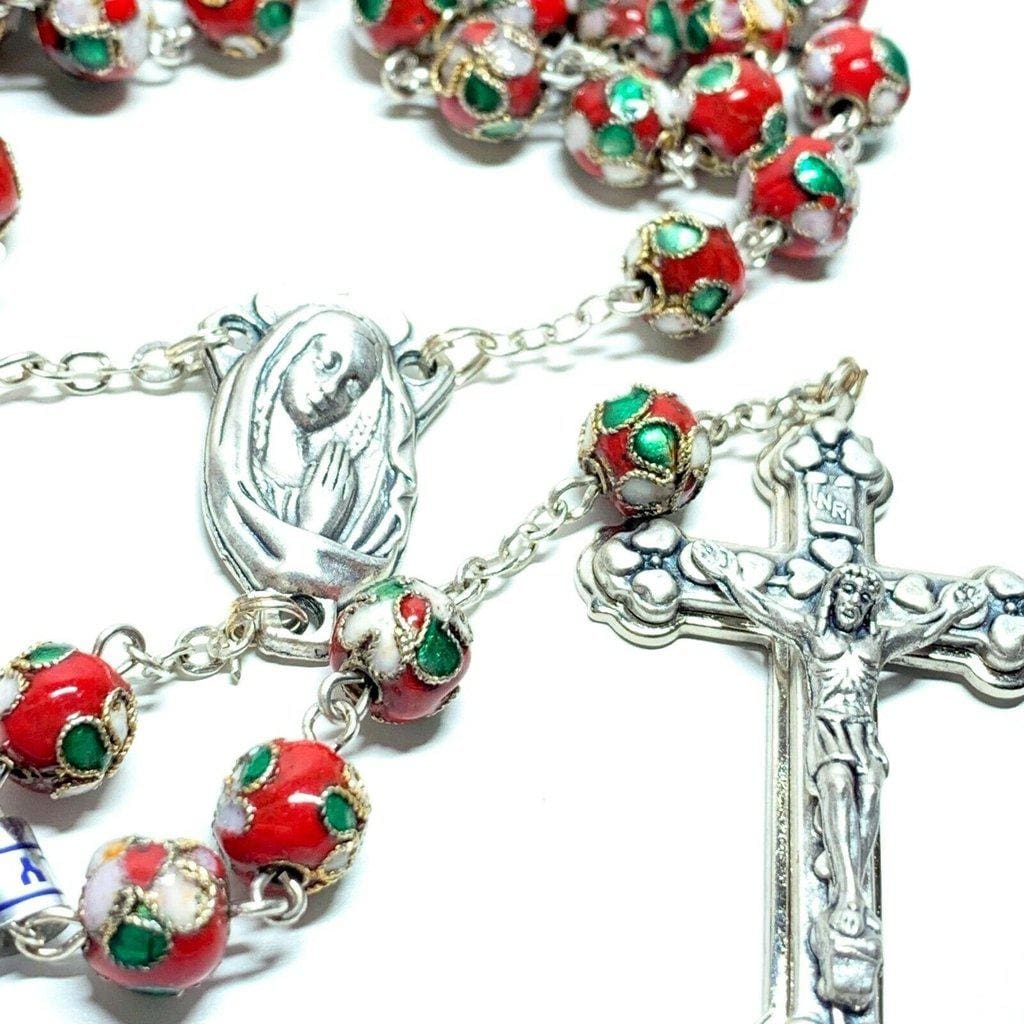 Red Cloisonne Rosary  - Catholic Prayer Beads - Blessed by Pope | Catholically