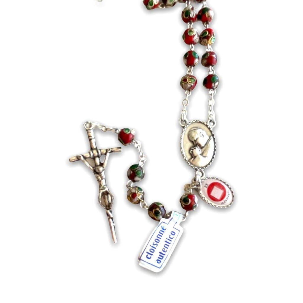 Red Cloisonne Rosary - St.John Paul Ii W/ Ex-Indumentis Relic Medal - Blessed | Catholically