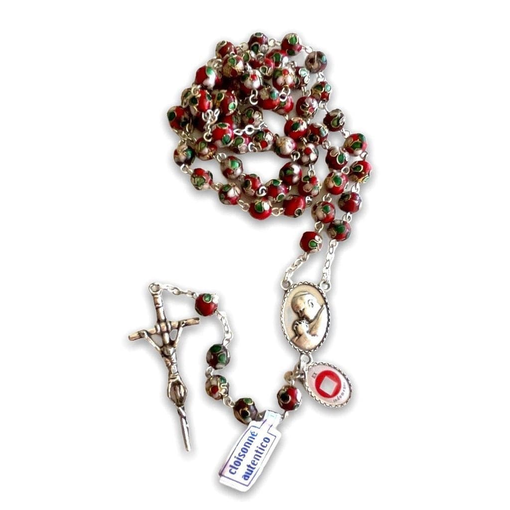 Red Cloisonne Rosary - St.John Paul Ii W/ Ex-Indumentis Relic Medal - Blessed | Catholically