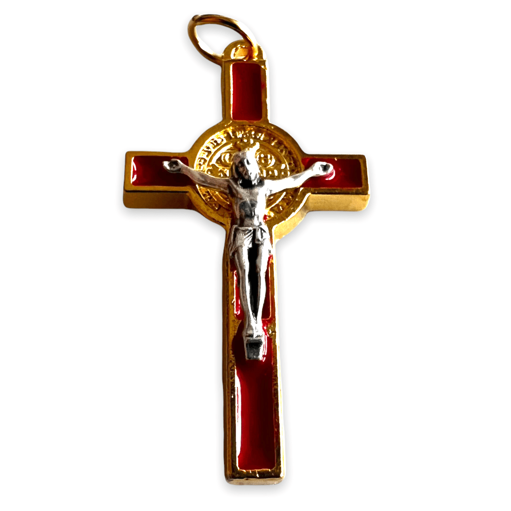 Red Cross St. Benedict - Tiny Pendant - Rosary Parts - Crucifix | Catholically