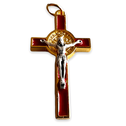 Red Cross St. Benedict - Tiny Pendant - Rosary Parts - Crucifix | Catholically